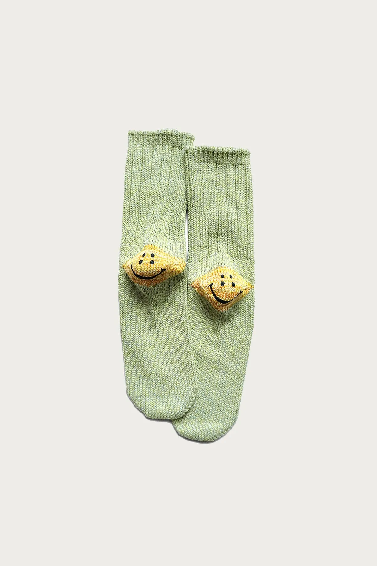 56 Yarns 3x1 Rib RAINBOWY HAPPY HEEL Socks - Green