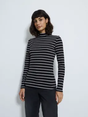 Black Striped Funnel Neck Long Sleeve Top | Women | George at ASDA