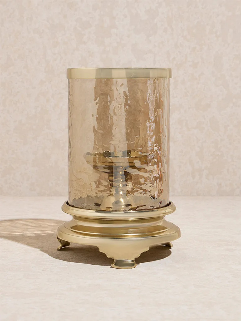 Buy Westside Home Gold Candle Holder with Textured Glass from Westside