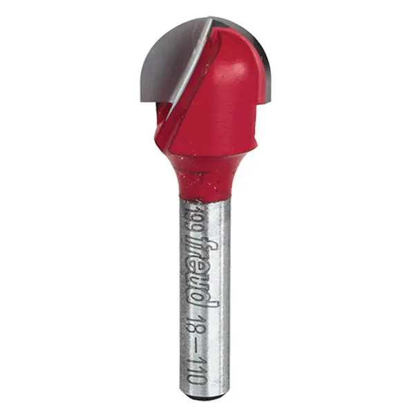 Freud Round Nose Router Bit, 5/16" Radius, 7/16" Carbide Height, 1/4" Shank, 5/8" Overall Diameter