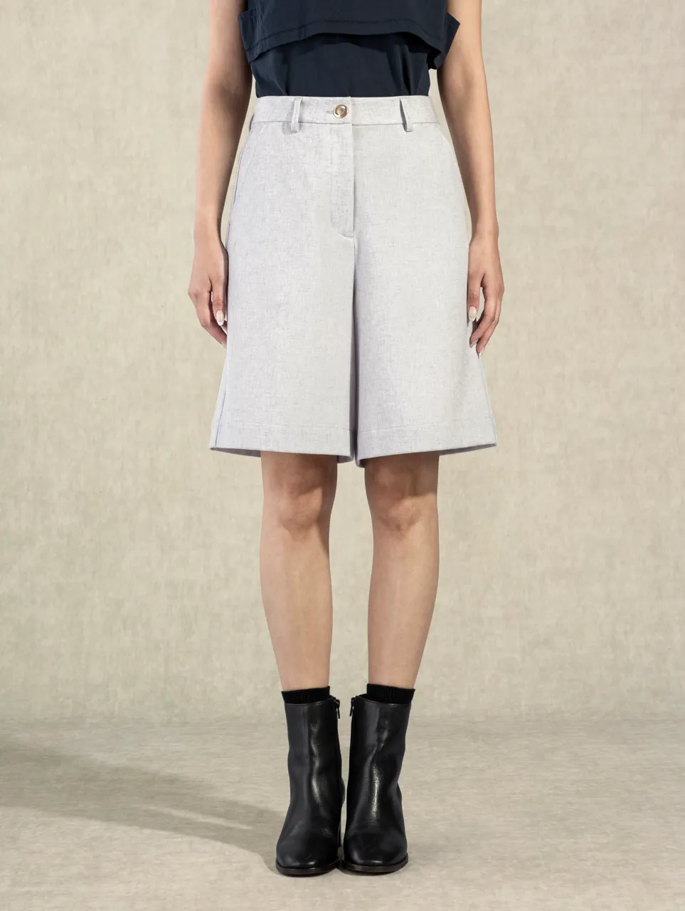 Future Classics   Pleated Shorts Flint Grey Heather