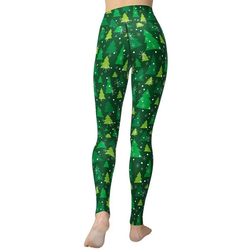 Green Forest Christmas Yoga Leggings