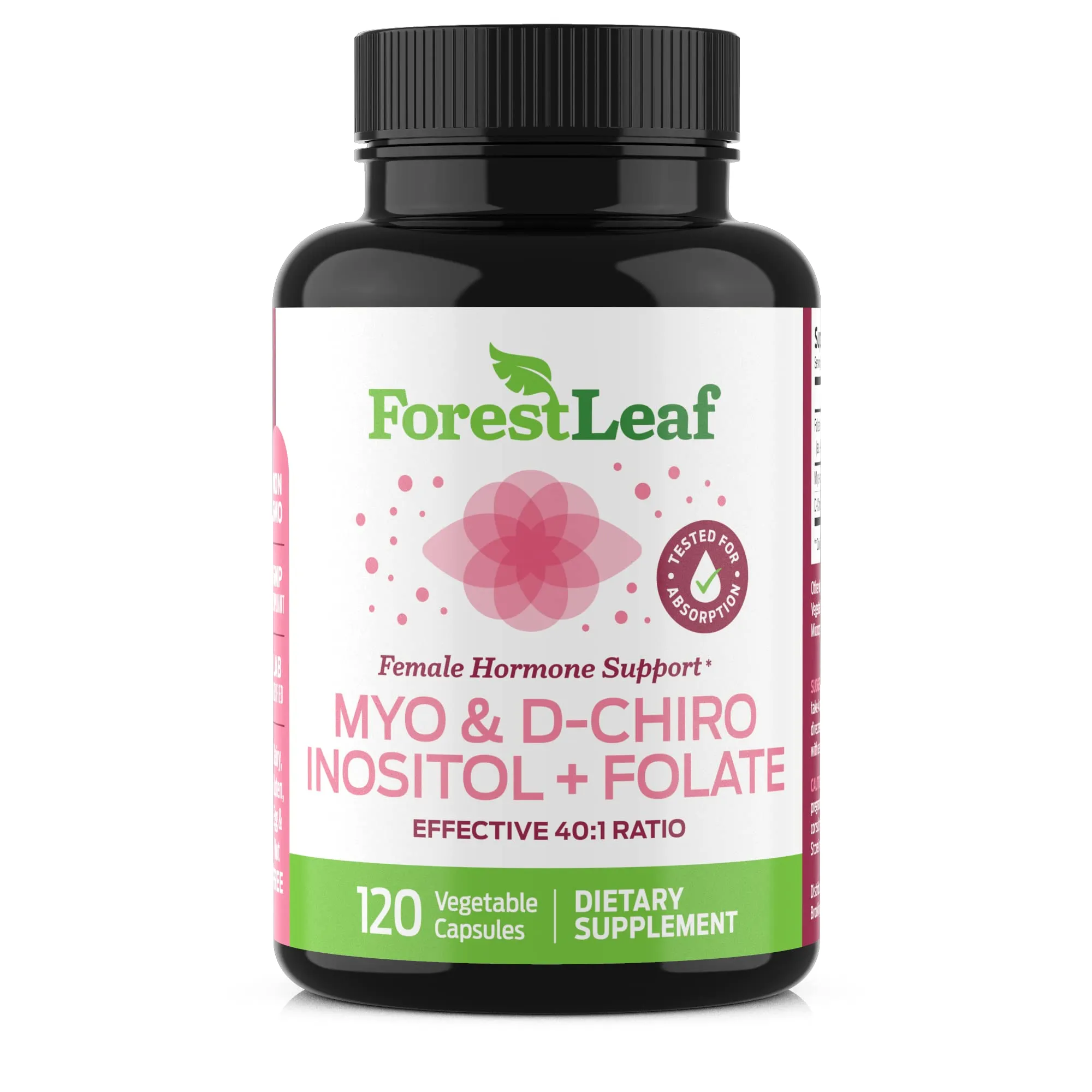 Myo and D-Chiro Inositol Supplement Blend with Folate - Hormone Balance, Ovulation and Ovarian Support for Women - Hair Growth, 