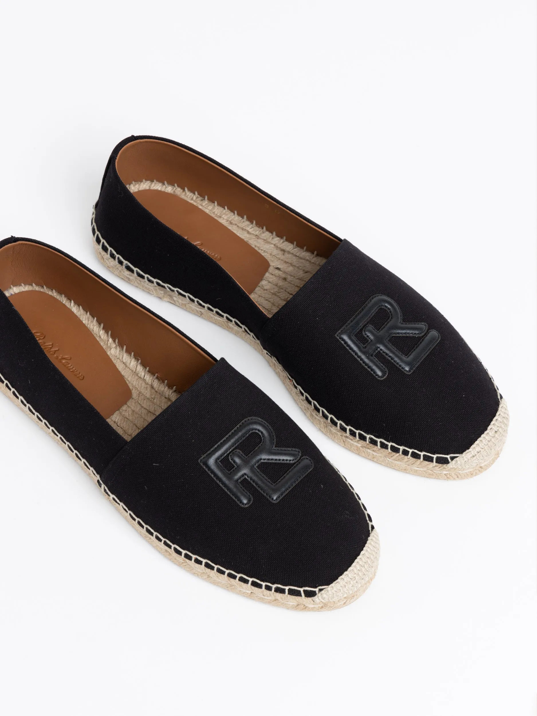 Ralph Lauren Purple Label Black Bowsworth Canvas Espadrille with RL Logo