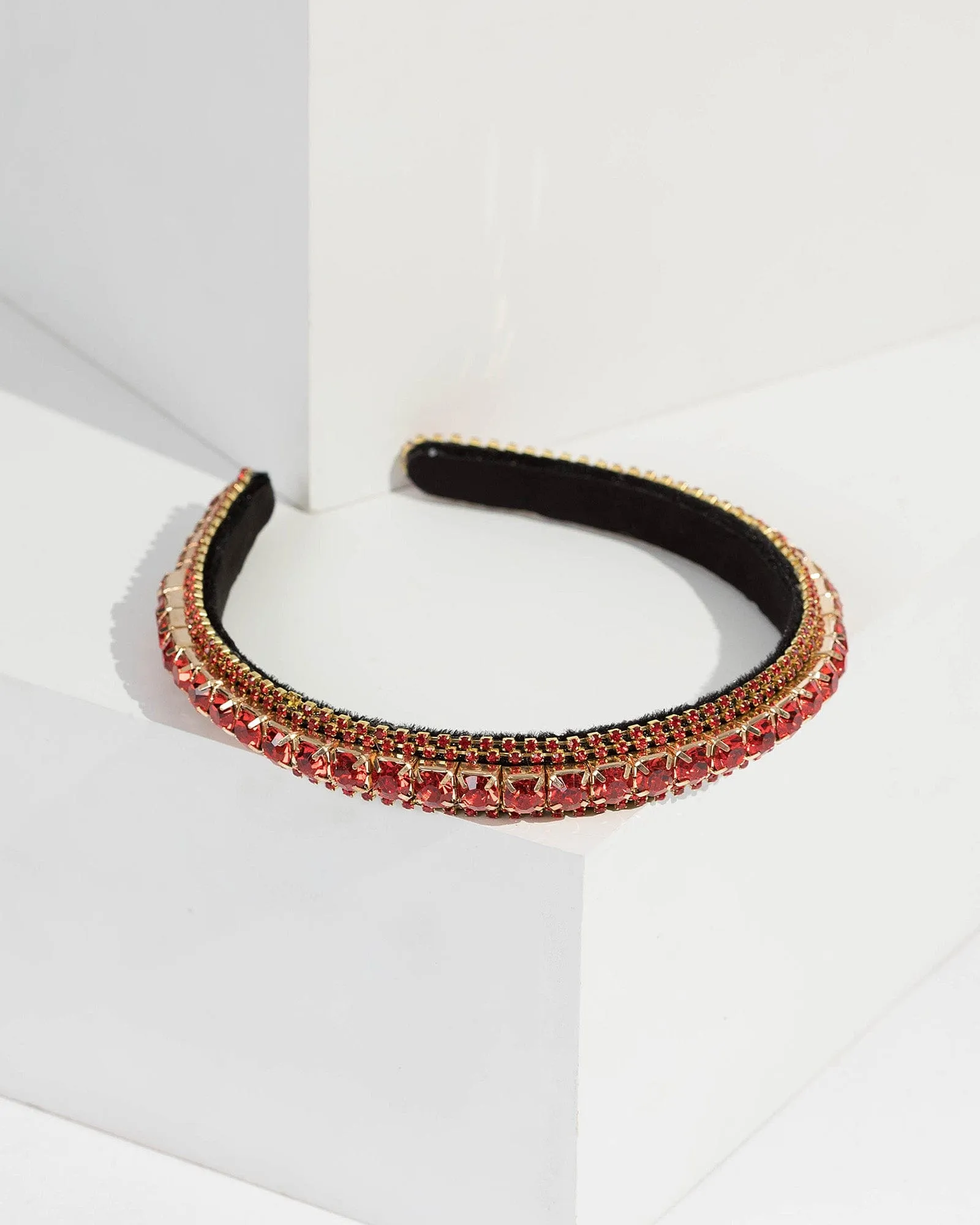Red Crystal Row Detail Headband