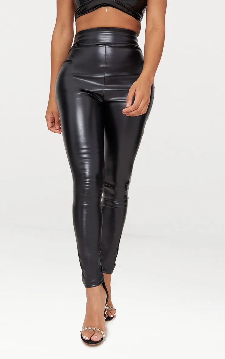 Shape Black Matte Pu Leggings 