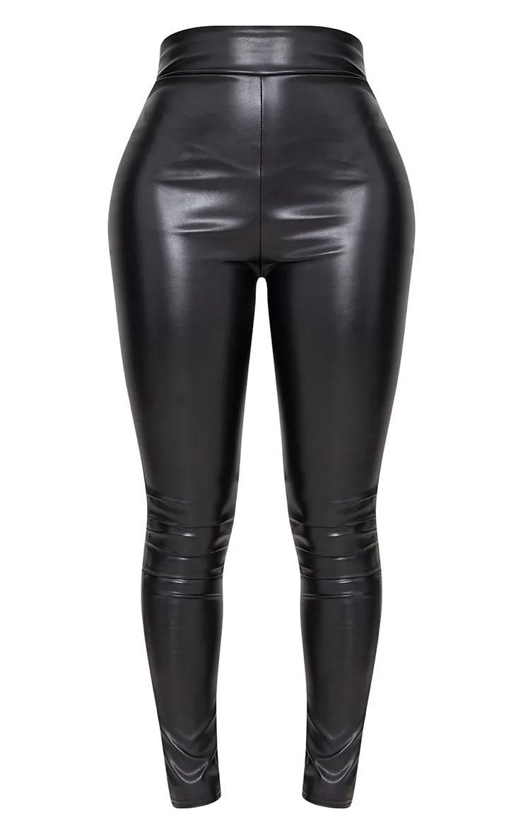 Shape Black Matte Pu Leggings 