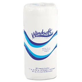 Windsoft WIN122085CTB Perforated Paper Towel Rolls, 11" x 8 4/5", White, 85/Roll, 30 Rolls/Case